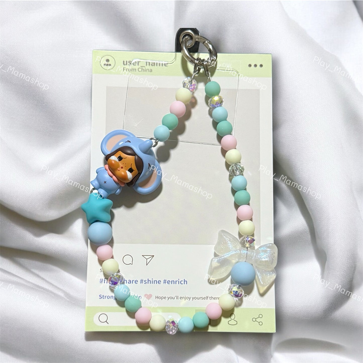 Cute Handmade Phone Strap ft. Popmart Crybaby Popbean (Thailand Exclusive)